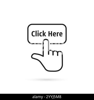 thin line black click here button Stock Vector