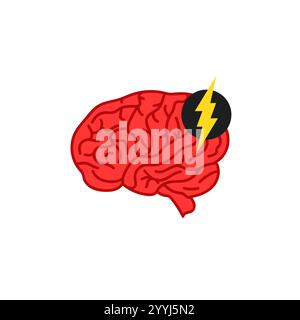 red brain icon like brainstorm or pain Stock Vector
