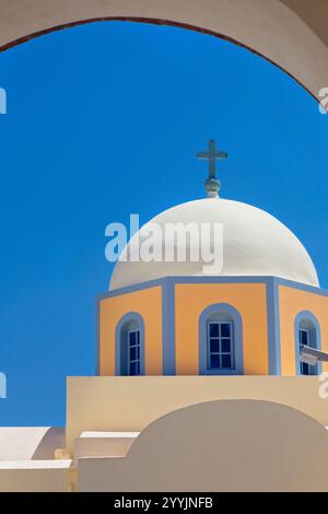 Traditional Orthdox Church in Santorini Island, Cyclades, Greece Stock Photo