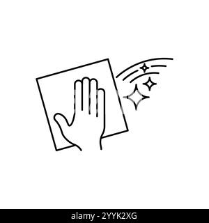 Cleaning napkin linear icon. Windows cleaning cloth. Thin line illustration. Surface wiping, disinfection. Contour symbol. Vector isolated outline dra Stock Vector