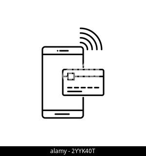 Mobile payment outline vector icon. Thin line black mobile payment icon, flat vector simple element illustration from editable payment concept isolate Stock Vector