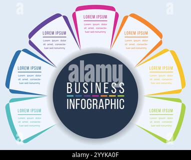 7 Options Infographic design 7 Steps, objects, elements or options business information template Stock Vector