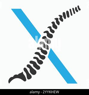 Initial Letter X Spine Logo Concept For Chiropractic Logo Design, Medical Physiotherapy Symbol Stock Vector
