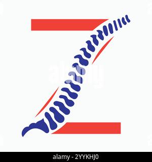 Initial Letter Z Spine Logo Concept For Chiropractic Logo Design, Medical Physiotherapy Symbol Stock Vector