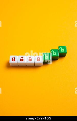Opening locks. The concept of breach of security, confidentiality and privacy. Hacking and information theft. Easing restrictions. Stock Photo