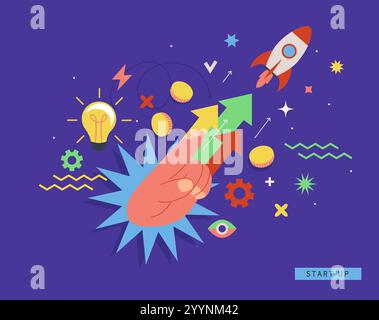 Concept of launching new business, startup. Stock Vector