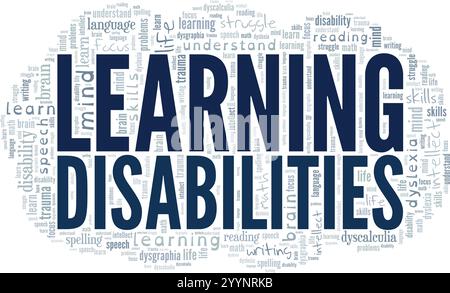 Learning Disability word cloud conceptual design isolated on white background. Stock Vector