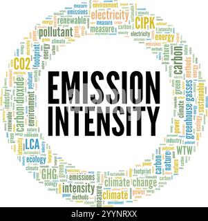 Emission Intensity word cloud conceptual design isolated on white background. Stock Vector