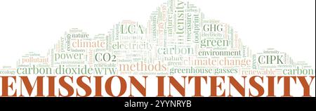 Emission Intensity word cloud conceptual design isolated on white background. Stock Vector