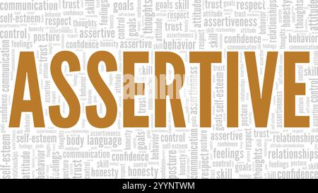 Assertive word cloud conceptual design isolated on white background. Stock Vector
