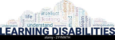 Learning Disability word cloud conceptual design isolated on white background. Stock Vector