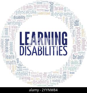 Learning Disability word cloud conceptual design isolated on white background. Stock Vector