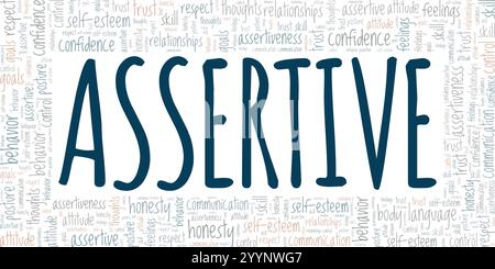 Assertive word cloud conceptual design isolated on white background. Stock Vector