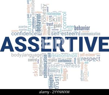 Assertive word cloud conceptual design isolated on white background. Stock Vector