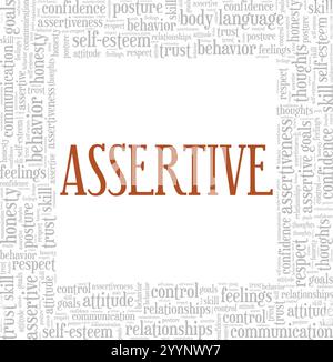 Assertive word cloud conceptual design isolated on white background. Stock Vector