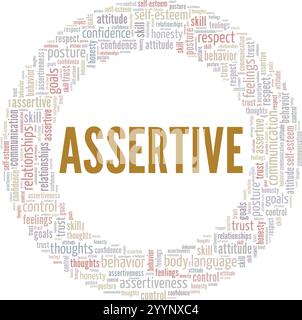 Assertive word cloud conceptual design isolated on white background. Stock Vector
