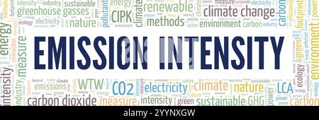 Emission Intensity word cloud conceptual design isolated on white background. Stock Vector