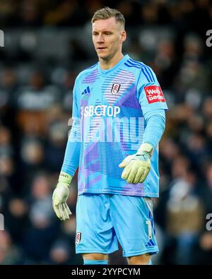 Bernd Leno of Fulham looks on during the Premier League match Newcastle