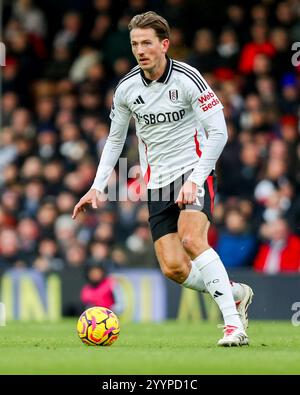 Sander Berge of Fulham runs with the ball during the Premier League