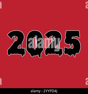 modern stylish text design 2025 Happy New Year 2025 text design. 2025 new year with wishes. Happy New Year with classic font and golden text Stock Vector
