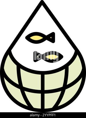 Fish net color icon. Special fishing equipment. Fishing contest. Fisherman catch fish. Vector isolated flat drawing. Stock Vector