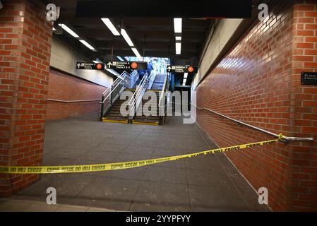 December 22, 2024, Coney Island, Brooklyn, New York, Deer: (new) woman dead after being lit on fire by a man aboard an mta subway train as she slept at the coney island-stillwell avenue subway station.in the coney island section of brooklyn, new york. Sunday, december 22, 2024, brooklyn, new york, usa: on sunday morning at approximately 7:29 a.m., a woman who is unidentified at this time was sleeping aboard a stationary Ã¢â‚¬Å“fÃ¢â‚¬Â train at the coney island-stillwell avenue subway station when an unknown male individual approached and lit the victim on fire. The individual then left the su Stock Photo