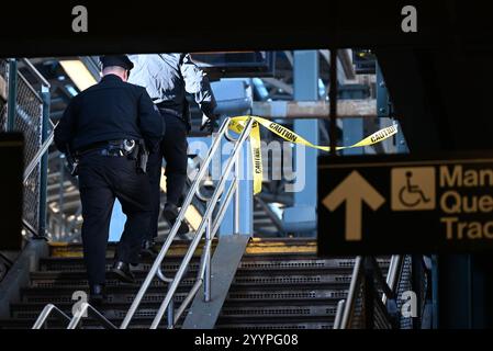 December 22, 2024, Coney Island, Brooklyn, New York, Deer: (new) woman dead after being lit on fire by a man aboard an mta subway train as she slept at the coney island-stillwell avenue subway station.in the coney island section of brooklyn, new york. Sunday, december 22, 2024, brooklyn, new york, usa: on sunday morning at approximately 7:29 a.m., a woman who is unidentified at this time was sleeping aboard a stationary Ã¢â‚¬Å“fÃ¢â‚¬Â train at the coney island-stillwell avenue subway station when an unknown male individual approached and lit the victim on fire. The individual then left the su Stock Photo