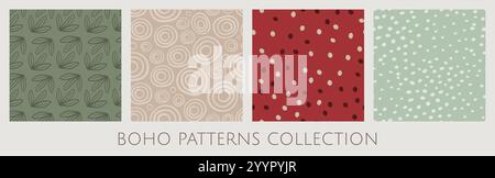Seamless patterns collection in Boho style. Stock Vector
