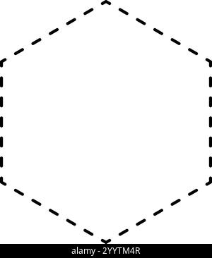 Hexagon form with stitch dotted line isolated on white background. Dashed basic geometric shape. Cut here pictogram for sale coupon, price discount. Vector outline illustration. Stock Vector