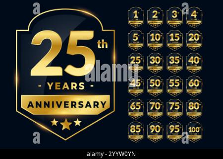 anniversary labels set in golden style Stock Vector Image & Art - Alamy