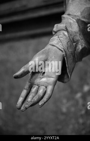 A detail of the pierced hand of Jesus. The Basilica of Our Lady of Sorrows (the National Shrine) in Šaštín-Stráže, Slovakia. Stock Photo