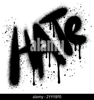 graffiti Hate text sprayed in black over white. Stock Vector