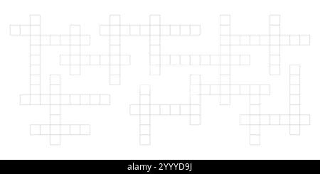 Crossword puzzle grid with empty boxes. Flat vector illustration for quiz and brain games. Stock Vector
