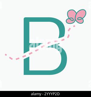 Initial letter B kids logo concept with butterfly symbol vector template. Kid logotype Stock Vector