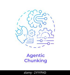 Agentic chunking blue gradient concept icon Stock Vector