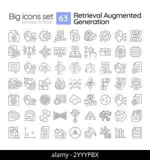 RAG linear icons set Stock Vector