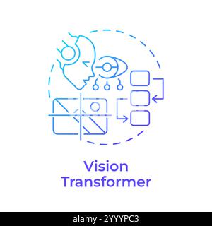 Vision transformer blue gradient concept icon Stock Vector