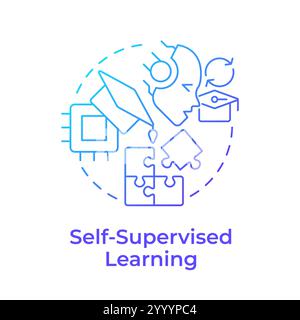Self supervised learning blue gradient concept icon Stock Vector