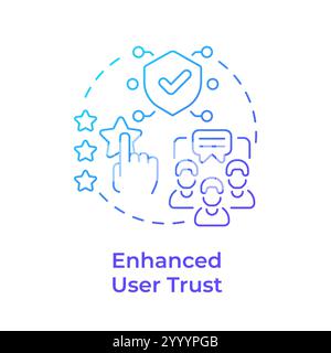Enhanced user trust blue gradient concept icon Stock Vector