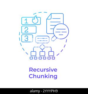 Recursive chunking blue gradient concept icon Stock Vector