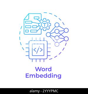 Word embedding blue gradient concept icon Stock Vector