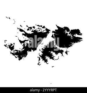 Falklands high detailed vector representation of country silhouette in solid black on white background. For educational, decorative, or informational use showcasing the national outline. Stock Vector