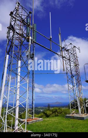 Communications Tower at Mount Pitt on Norfolk Island Stock Photo