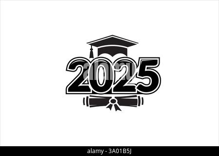 Congrats Class of 2025 calligraphy lettering with graduation cap ...