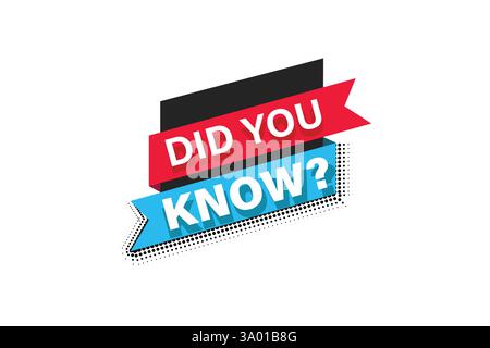 Did You Know label design with bell, ribbon and rays. Stock Vector