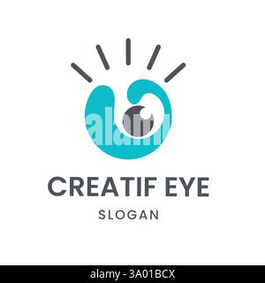 Abstract Logo featuring Eye Design with Wave Elements suitable for Branding Agency, Creative Studio, Optical Business, Technology Company Stock Vector