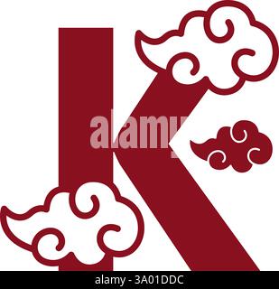 Cloudy red letters icon design template Stock Vector
