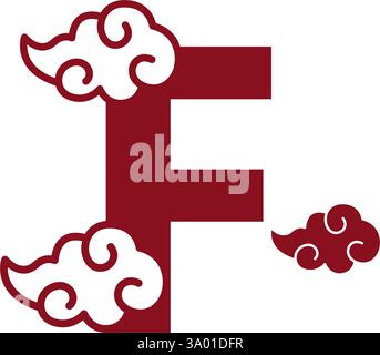 Cloudy red letters icon design template Stock Vector