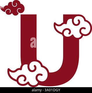 Cloudy red letters icon design template Stock Vector