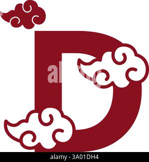Cloudy red letters icon design template Stock Vector